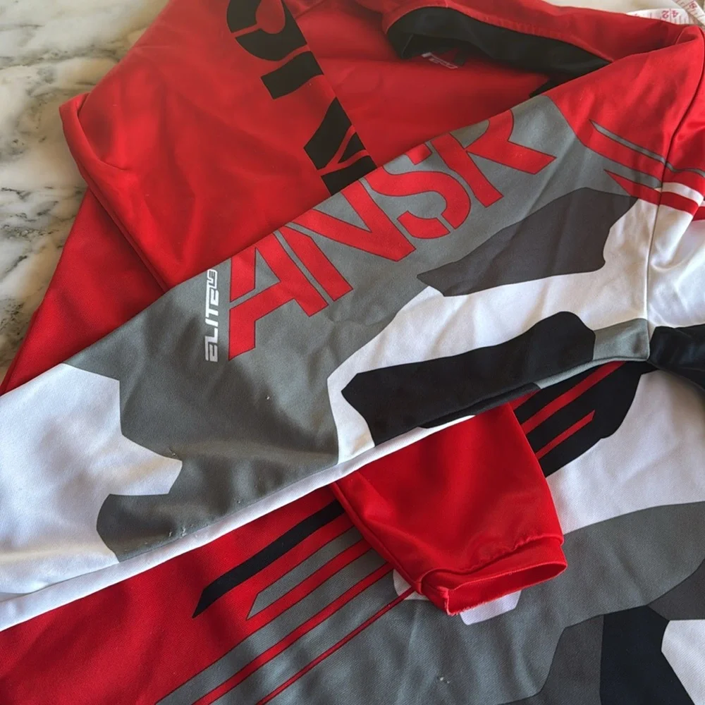 ANSR Red and Black Jersey with Asymmetrical Design and Bold Graphics Youth XL